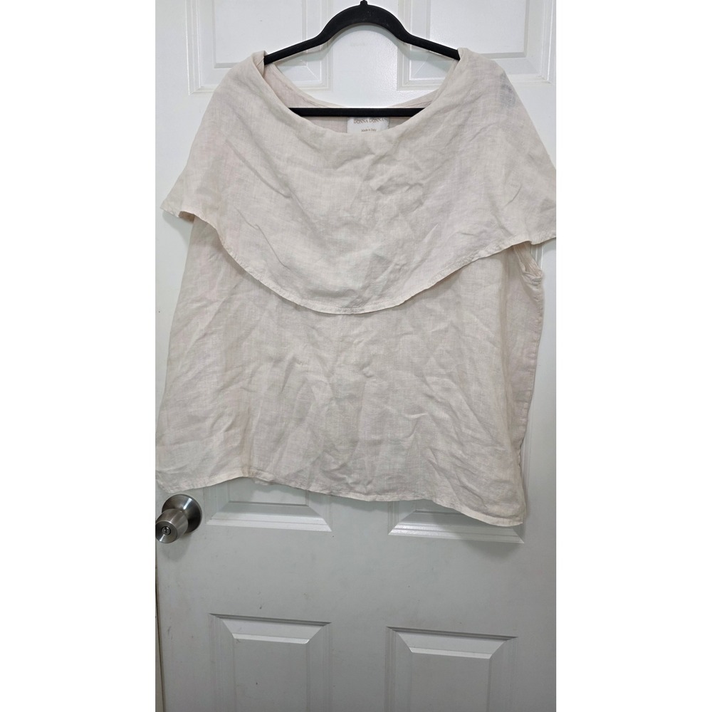 Donna Donna Linen Blouse Women XXL Cream Made in Italy Layered‎ Capelet Top